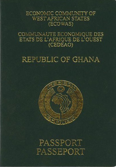 Older Ghana biometric passport cover, illustrative archive image