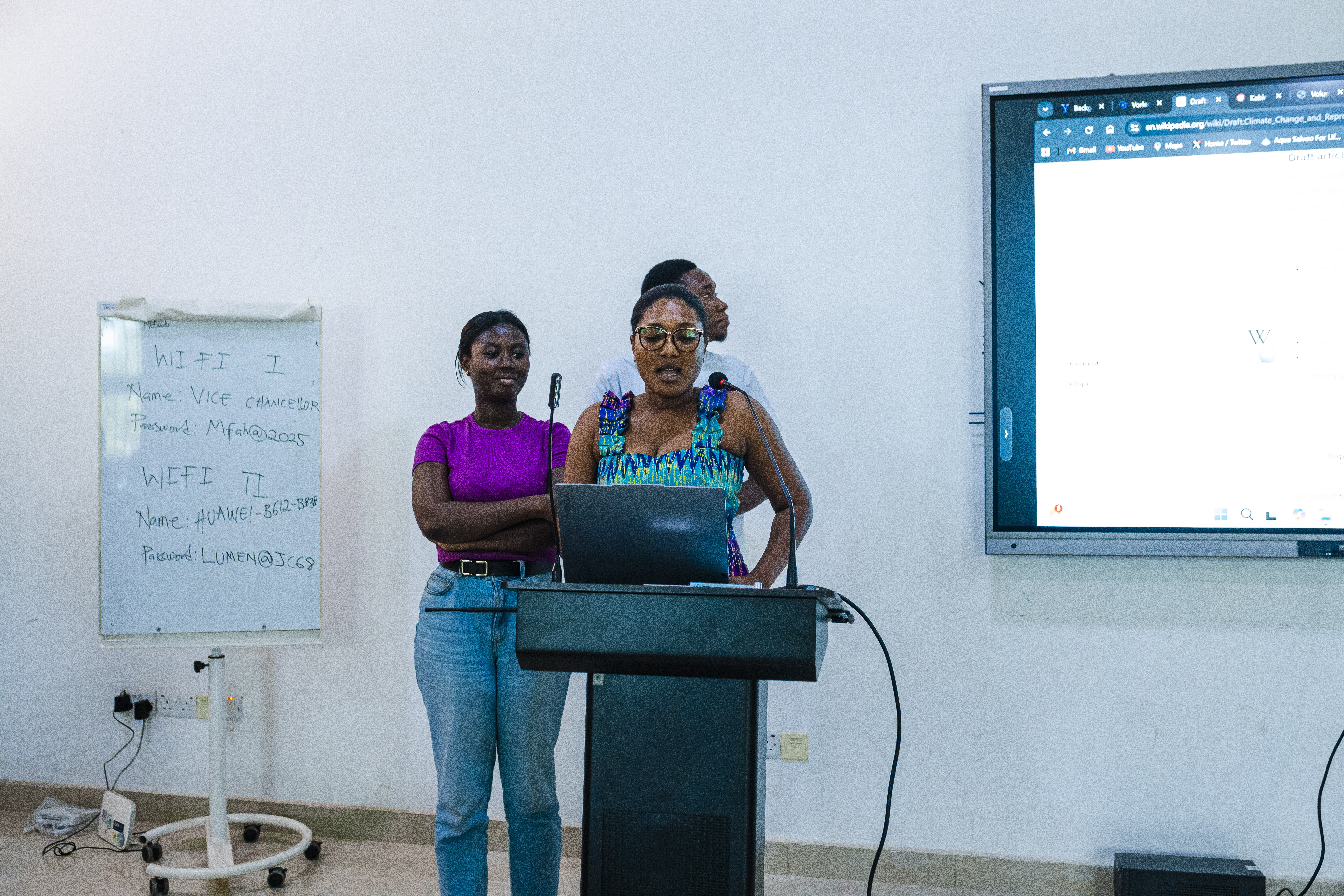 Students attend a workshop at the University of Ghana in Accra.